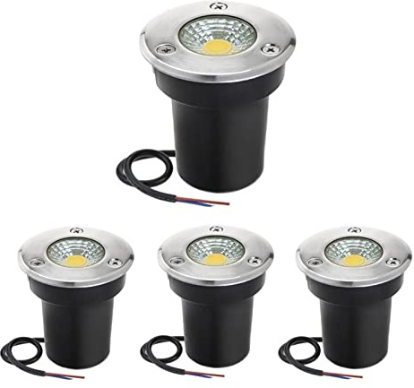 KEKSIS 4 Paquetes 3W Luces De Paisaje Led, Jardín COB Luz Empotrada En El Suelo Impermeable IP67 Foco Empotrable Al Aire Libre para Terraza, Camino, Entrada De Coches, Cubierta, Lámpara De Paso (Colo