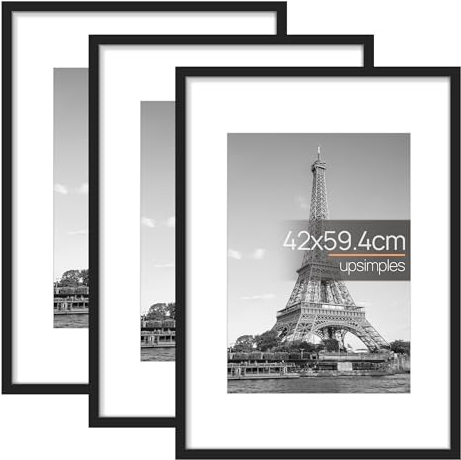 upsimples 3 Pack Bilderrahmen A2, Rahmen A2 Schwarz, Picture Frame 42 x 59,4 cm