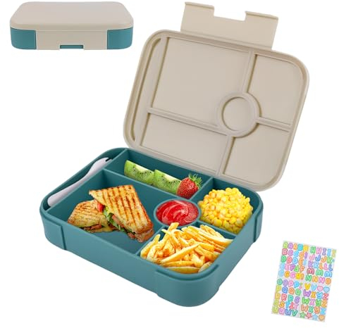 LWMTT Brotdose Kinder mit Fächern,brotdose mit unterteilung, Kinder Brotdose Schule 1L/1000ML,100% BPA Frei, Auslaufsichere Brotdose mit 5 fächer,Brotdose Schule für Mädchen & Jungen