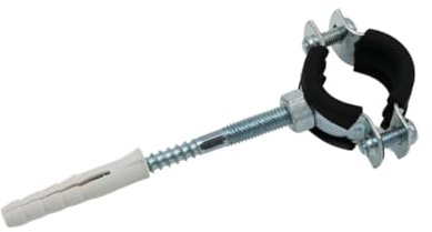 Abrazaderas de tubo de tornillo de 32 – 37 mm 1 + tornillos + tacos, juego de tacos de acero galvanizado, abrazaderas de aislamiento acústico, abrazadera individual con inserto amortiguador – 10