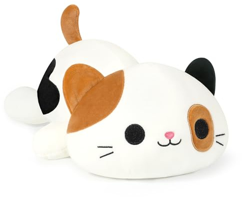shownicer Peluche de gato de peluche Kawaii, cojín de peluche, regalo para niños y niñas, 3 años (marrón, 30 cm)