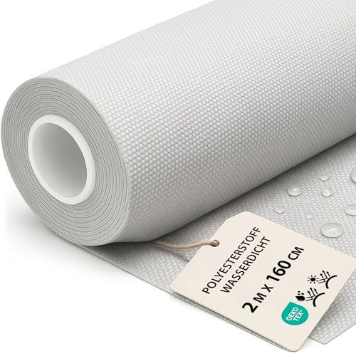Tessuto impermeabile al metro 2M x 160 cm - Stoffa resistente all'acqua per esterni ideale per tende cuscini coperture mobili da giardino e progetti di cucito Grigio Chiaro certificazione Oeko-Tex
