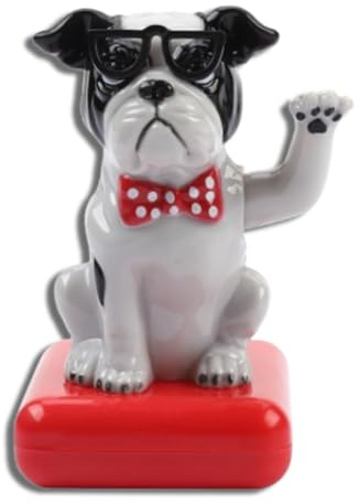 Jwthee Figura de perro con brazo ondulante alimentado por energía solar, bonito adorno de tablero de coche agitando con brazo oscilante para decoración del hogar (perro blanco y negro)
