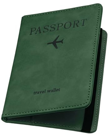 ILIYAH Reisepasshülle Passport Hülle Reisezubehör Passhülle Reisepass Organizer RFID Blocker Kartenhülle Elastischer Gurt Reisepass Hülle(Grün)