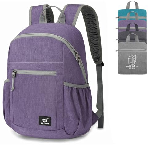 SKYSPER Sac à Dos Pliable Avec Protection RFID, 18L Sacs a Dos Randonnée Ultra Léger pour Homme Femme pour Randonnée Voyage Sport Vélo