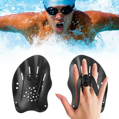 1 coppia di mano Paddles nuoto, Swimmpaddel adulti, Flossen adulti, Swimmhilfe con cinghie regolabili, Flossen für Swimmer