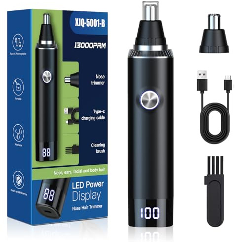 Ear and Nose Hair Trimmer for Men Women, 2026 Professional Painless USB Rechargeable Eyebrow & Facial Hair Trimmer, 13,000 RPM Precision Tool with Powerful Motor and Dual-Edge Blades, IPX7 Waterproof