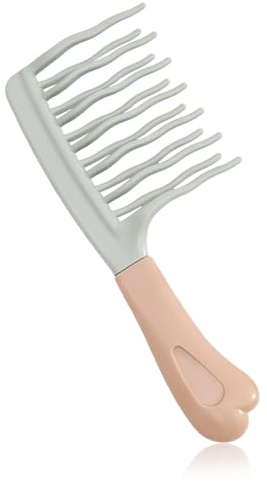 Wide Tooth Comb for Curls, Detangling Comb with Double Row Wavy Tooth for Curly/Wavy/Thick/Long/Wet & Dry Hair, Detangler Hair Brush Large Tooth Shower Hair Comb for Women Girl Men