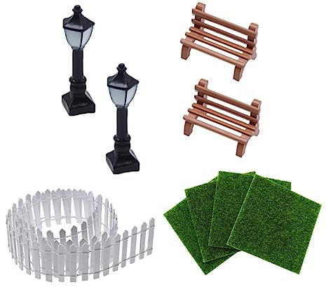 Dcaknri Artificiel Grass Miniature Garden Decorations Garden Furniture Park Bench Street Landscape Ornement