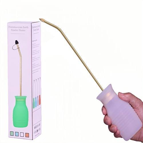 DustFlux Diatomaceous Earth Duster, 230ml Large, Powder Duster Kit with Long Copper Tube & Folding Funnel, Indoor Outdoor Silicone Sprayer Heavy Duty Bulb Applicator for Home and Garden(White)