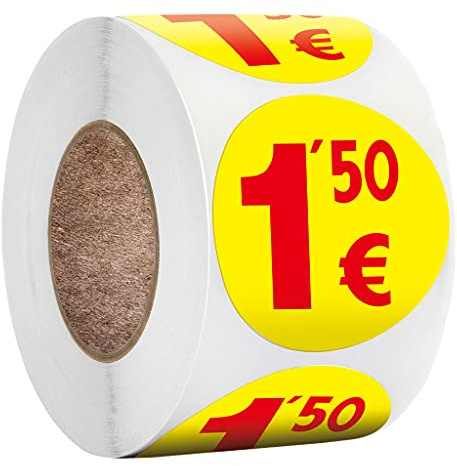 500 etiquetas adhesivas de precio de venta de garaje, 1,25/1,5 euros, pegatinas redondas para mercadillo