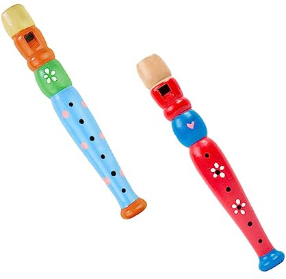 Kisangel 2 pezzi Flauto Legno per Giocattoli Musicali Educativi Strumento Sonoro Sicuro e Durevole per Apprendimento Ritmo e Divertimento Creativo Colore Casuale Colore Casuale