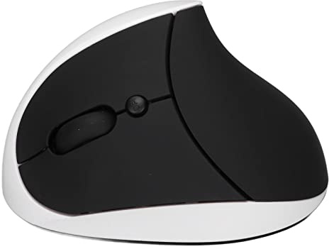 ANGGREK Souris Verticale Gaucher sans Fil Rechargeable Conception Ergonomique avec DPI Réglable Idéale pour Gauchers Main Gauche Couleur Noir et Blanc