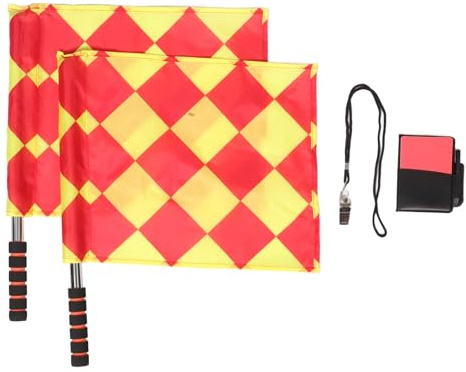 Veemoon Set Arbitre Football Comprenant Cartons Rouges et Jaunes, Drapeaux de L'Arbitre, Sifflet en Acier Inoxydable et Feuilles de Notation pour Compétitions et Entraînements