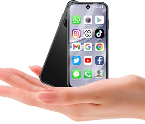 Longben Entsperrtes Mini-Smartphone, 4G-Android12-System-Handy, 3,88-Zoll-Vollbild-Kleintelefon, Dual-SIM-Karte, GPS/WiFi/Gesichtserkennung/OTG (schwarz, 64, GB)