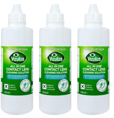 All in One Contact Lens Cleaning Solution, Dual Moisturising Formula, 100ml, Pack of 3