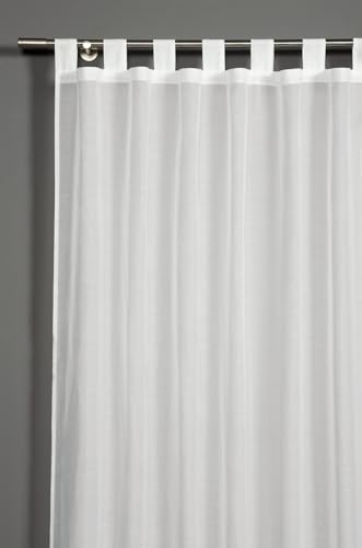 Sehlbach Tenda pronta per l'uso con occhielli, In voile uni, Bianco, 140 x 235 cm, Traslucida, Opaca, Montaggio facile, Certificato Oeko-Tex, Nastro accorciante incluso