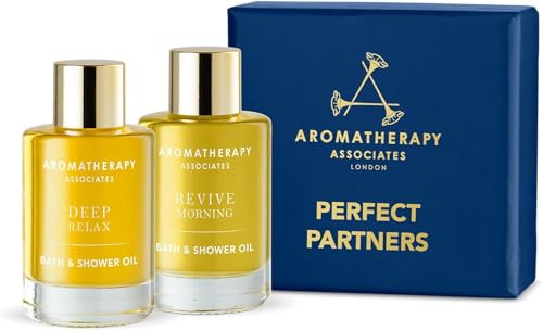 Aromatherapy Associates Perfect Partners Geschenkset – 2 x 9 ml Must-Have Duo von Revive Morning and Deep Relax Bade- und Duschöl Außergewöhnlich reine, hochkonzentrierte, ätherische Ölmischungen