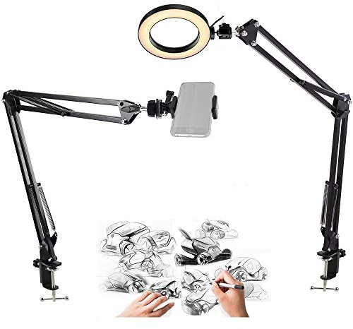 AYIZON Anillo de luz para iPhone, Anillo de luz de 6 Pulgadas con 2 Brazos de suspensión para teléfono Celular, iPhone, Manualidades, caligrafía, Dibujo, lección en línea, grabación de vídeo