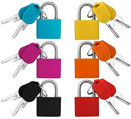 6Stück Mini Vorhängeschloss mit Schlüssel Set,Bunt Kofferschloss Vorhängeschloß Klein Schloss Sicherheitsschloss Gepäckschloss Schrankschloss tsa schlösser für Tasche Box Reisekoffer Kabinett 6 Farben