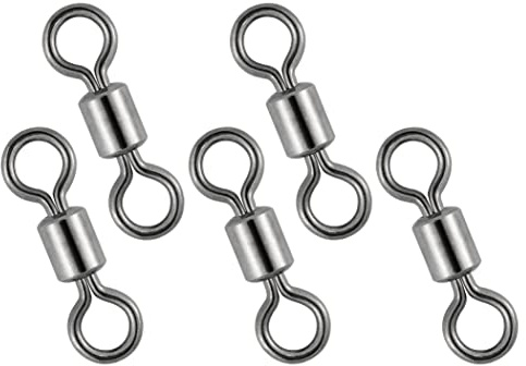 Dr.Fish 50 Pack Fishing Micro Swivels Fly Fishing Rolling Barrel Black Nickel Swivels High Strength Solid Rings Hook line Connector 9mm