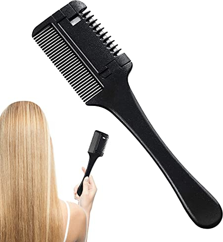 Peine de corte profesional,Cortador de pelo de doble cara Peine recortador de peinede plástico con navaja de,Peines con cuchilla del acero inoxidable,Peinesde corte, Peineafeitar
