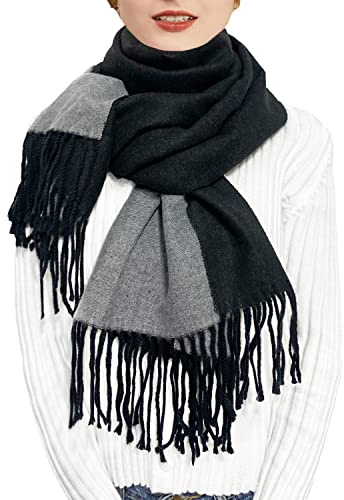 ehsbuy Echarpe Femme Cachemire Hiver Réversible Pashmina Longues Grande Épais Chaude Écharpes avec Gland Pour Cadeau Mariage