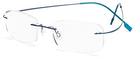 KoKoBin Lunettes de lecture sans bord super Light Titan Aide à la lecture pour femmes et hommes (Bleu, 2.5, diopters)