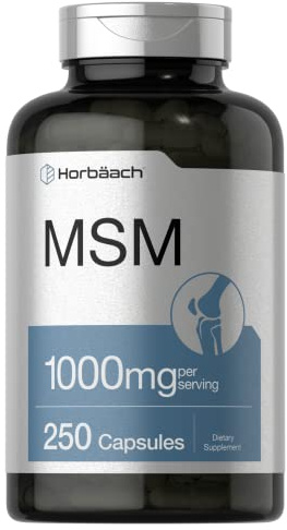 Horbäach MSM Supplement Capsules | 1000mg | 250 Count | Non-GMO and Gluten Free Formula | Methylsulfonylmethane