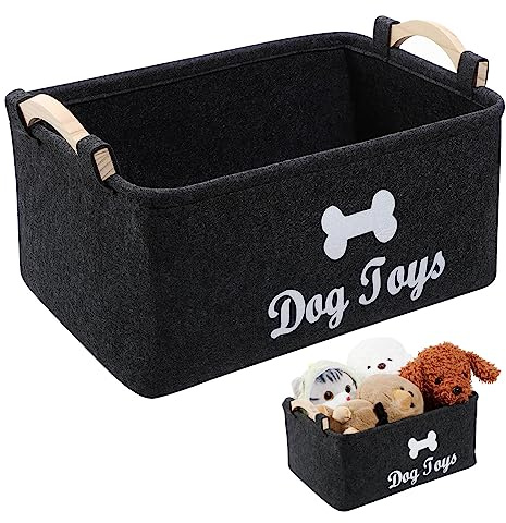 ULTECHNOVO Pet Toy Storage Box with Handles Large Felt Basket Organizer for Dog Toys and Accessories Portable Container for Home and Bedroom