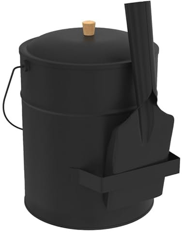 IDMarket - Secchio per cenere 15 L con paletta e coperchio