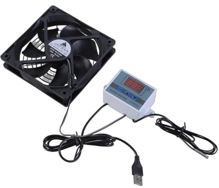 Diogeynu Ventole di raffreddamento silenziose alimentate USB da 120 mm con controllo termostato regolabile per armadi e home theater