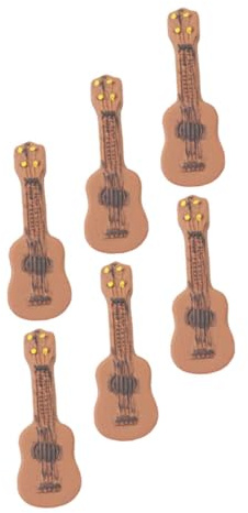 HANABASS Mini Instrument Résine Synthétique Guitare en de 6 Miniature Lot Musique, Fausse Décoration Créative pour Maison de Poupée et Micro-Paysage