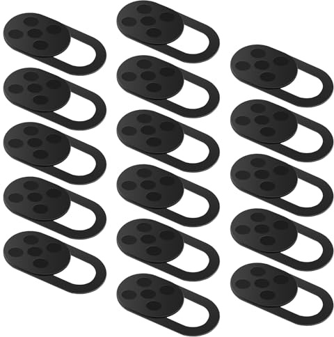 16 pezzi Webcam Cover, Ultra-Sottile Metallo Copri Webcam, Copertura Camera Slider, Sottile per Laptop, PC, Computer Portatile, Smart Phone - Nero