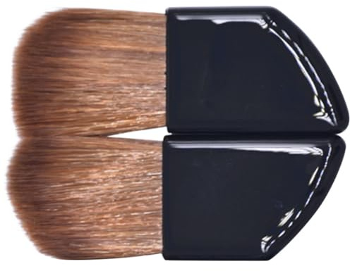 Hemobllo Brochas de Maquillaje Portátil Mango Inclinado para Mejillas Juego de 2 Nylon y Plástico, Mini Brochas Ideales para Viaje y Aplicación de Base