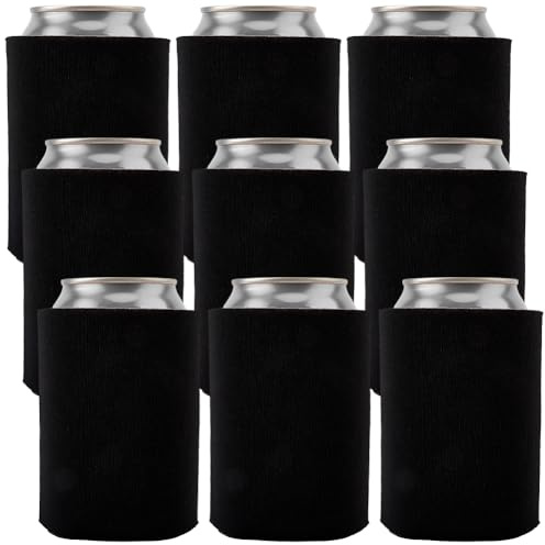 CRASPIRE Paquete 9 funda Lata Negra 5.2 x 4 pulgadas Delgada Tela Suave Lisa 12 oz Plegable Vasos Cerveza Bebidas Frías Botellas Refresco Y Cervezas Soporte Bricolaje