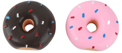 ANKROYU Giocattoli da masticare per cani in lattice a forma di ciambella suono interattivo pulizia dei denti mordere addestramento animale domestico per cani cuccioli marrone rosa
