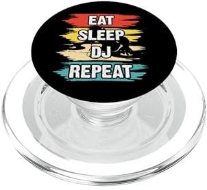 Eat Sleep DJ Repeat Retro Tocadiscos DJ PopSockets PopGrip para MagSafe