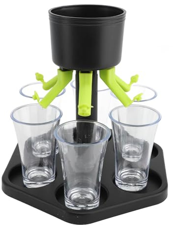 GLOGLOW Dispensador de 6 Chupitos, Vertedor de 6 Chupitos, Dispensador de Vasos de Chupito con Distribución Uniforme de Líquido y Diseño Desmontable para Bar en Casa y Fiestas