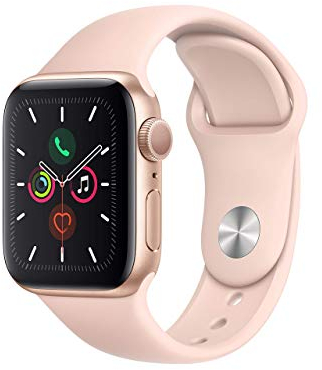 Apple Watch Series 5 (GPS, 40mm) Aluminiumgehäuse Gold mit Sandrosa Sportarmband (Generalüberholt)