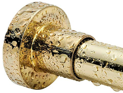 BRIOFOX Spring Tension Curtain Rod 43-73 Inches, Rust-Resistance and Non-Slip Shower Curtain Rod for Window or Bathroom, Gold