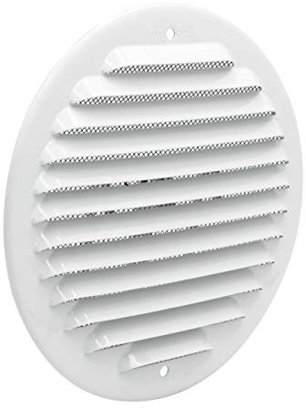 La Ventilazione GABT125R Griglia Tonda in Metallo da sovrapporre con Rete antinsetto, Alluminio Bianco, ø 150 mm