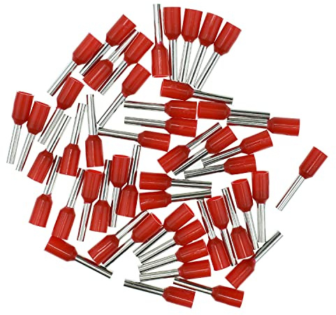 Afeld Elektro Aderendhülsen 1,00mm² Rojo - manguitos de cable aislados - 50 piezas de fundas de cable - fundas terminales para conductores de alambre fino y muy fino