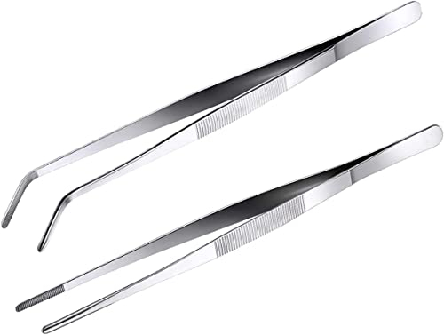 16cm Pince Cuisine Pincette Précision 2PC Professionnel Pince du Chef Pincette Culinaire de precision pour Viande Barbecue Décoration (16)