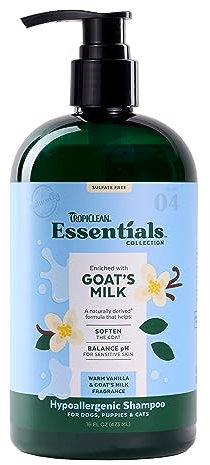 Tropiclean Essentials Goats Milk Shampoo for Dogs Puppies and Cats 473ml