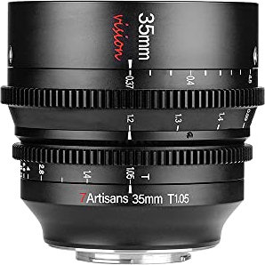 7artisans Obiettivo Cine grandangolare da 35 mm T1.05 con apertura grande compatibile per fotocamera mirrorless Fuji X -Mount, messa a fuoco manuale Mini Cinema a bassa distorsione nero