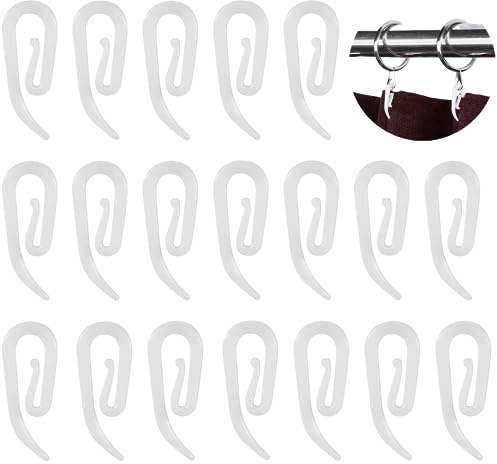 YOFASEN Ganci per Tende in Plastica Bianca per Tende per Porte, Tende da Finestra, Nastro per Tende, 100 Pezzi