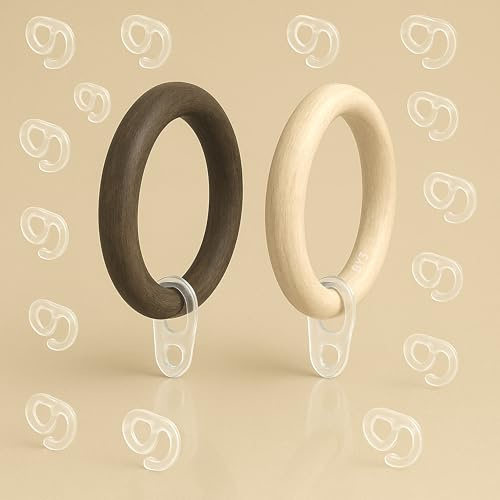 Byour3-55 Ganchos de Plástico Transparentes para Anillas Barra Madera - Ojales para Varilla de Cortina - Ojal Transparente para Ganchos Blancos para Cintas de Cortinas (Diámetro 11mm, 55 uds)