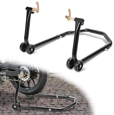 Ansobea Support arrière pour moto, Support moto x2, Support de montage pour moto jusqu'à 300 kg, Élevateur de moto en acier, Support de levage pour moto à double rouleaux, Support de moto à haute