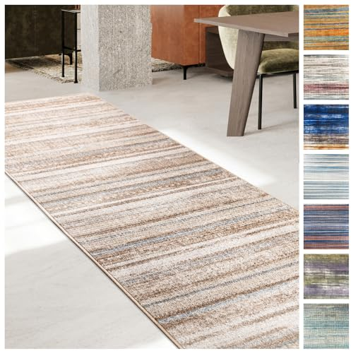 KARAT Alfombra de pasillo y salón - Antideslizante y moderna - Para salón y dormitorio - Se vende por metro - A medida - Beige - 80 x 100 cm (Amalfi)